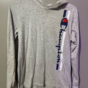champion long sleeved hooded shirt, XL